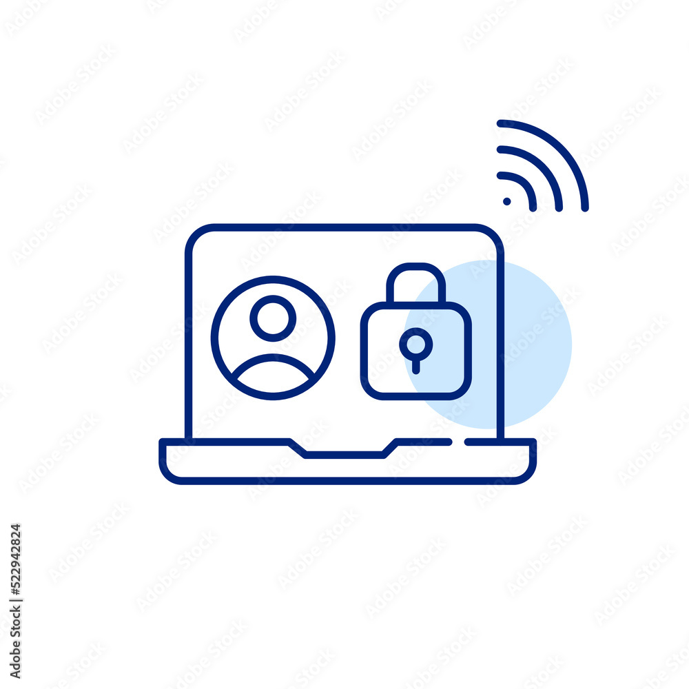 Secure user profile online. Pixel perfect, editable stroke line art icon Secure user profile online. Pixel perfect, editable stroke line art icon