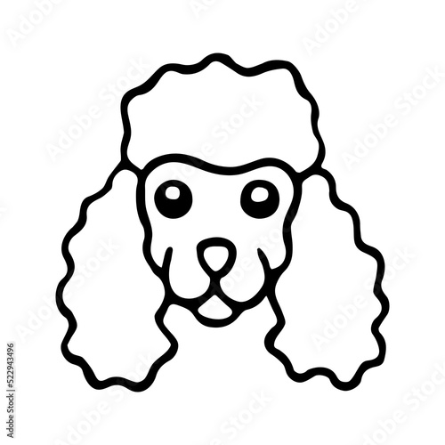 Doodle poodle dog head. Hand drawn vector illustration isolated on white background