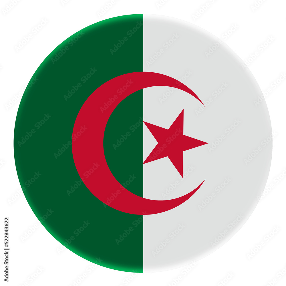 3D Flag of Algeria on avatar circle. 3D Flag of Algeria on avatar circle.