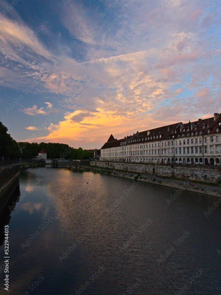 Besançon, August 2022 - Visit the beautiful city of Besançon at dusk with a sunset Besançon, August 2022 - Visit the beautiful city of Besançon at dusk with a sunset