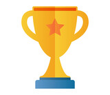 trophy icon symbol. Back to school object set in paper art item.