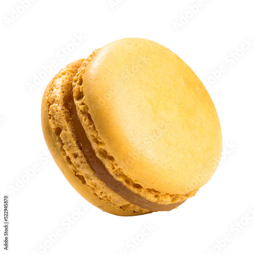 Lemon flavour macaron isolated with transparent background