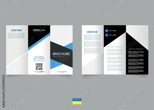 Blue and black brochure.. Corporate Tri fold brochure design, brochure flyer design, Vector .