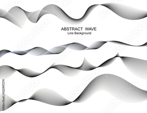 Abstract wavy gray stream element for design on a white background isolated. It used for Web, Desktop background, Wallpaper, Business banner, poster. Wave with lines created using blend tool.