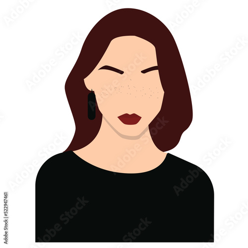 Feminine concept illustration of boho woman. Perfect for posters, wall art, cards. Woman clip art isolated on white background. Contemporary portrait. Stock vector illustration, eps10