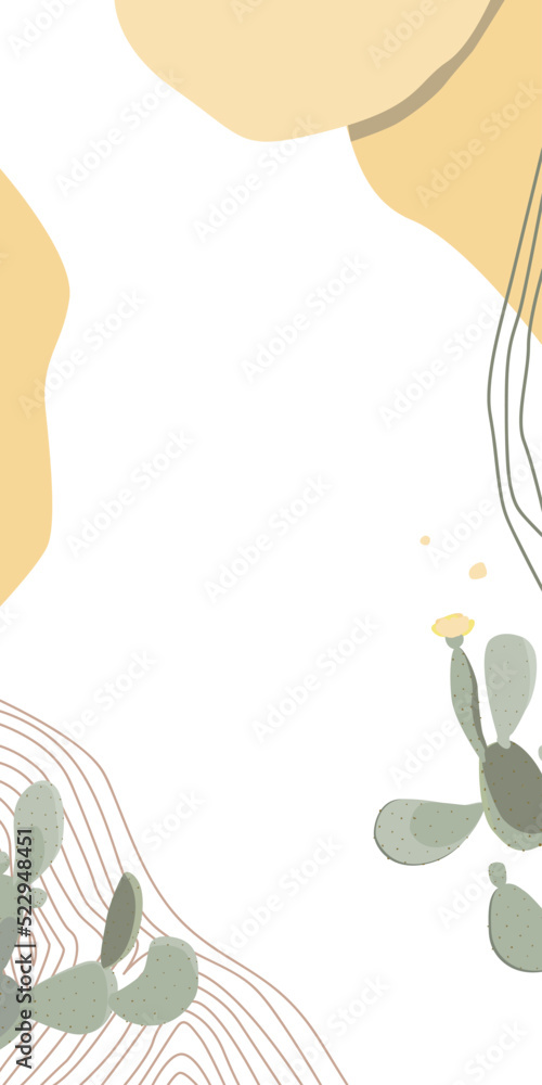 Modern summer vertical abstract background template with prickly pear cactus. Vector illustration Modern summer vertical abstract background template with prickly pear cactus. Vector illustration