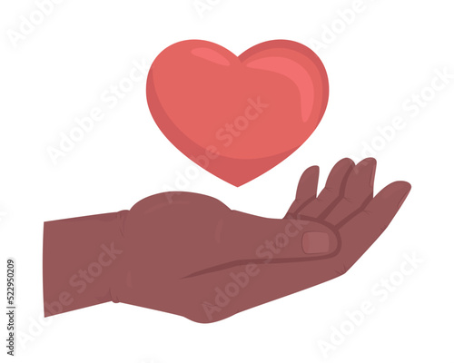 Provide assistance and help semi flat color vector hand gesture. Editable pose. Human body part on white. Charity cartoon style illustration for web graphic design, animation, sticker pack