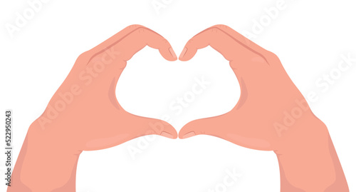 Heart shaped semi flat color vector hand gesture. Editable pose. Human body part on white. Declaration of love cartoon style illustration for web graphic design, animation, sticker pack