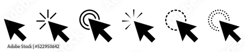 Computer mouse click icon set. Collection of cursor icons. Design for web and mobile app. Vector illustration