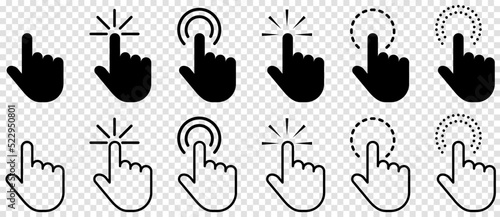 Hand click icons. Design for web and mobile app. Vector illustration isolated on transparent background