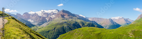 Panoramic view from the road to Col de l Iseran pass in Savoie Alps - France