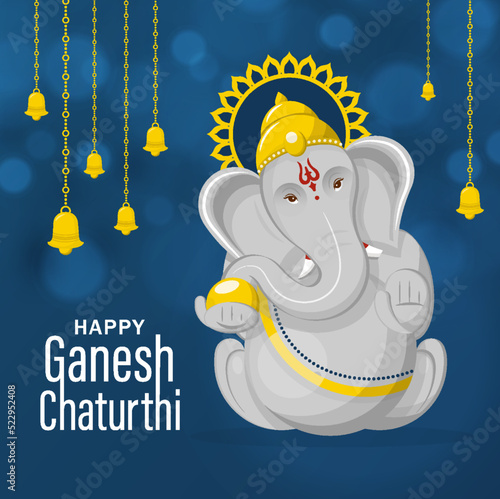 Happy festival of Ganesh Chaturthi with gold lord Ganesha illustration