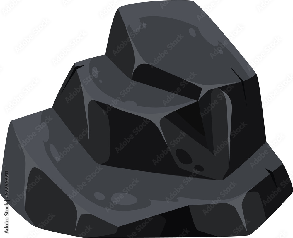 Cartoon coal ore, black mine fuel, charcoal lump Stock Illustration