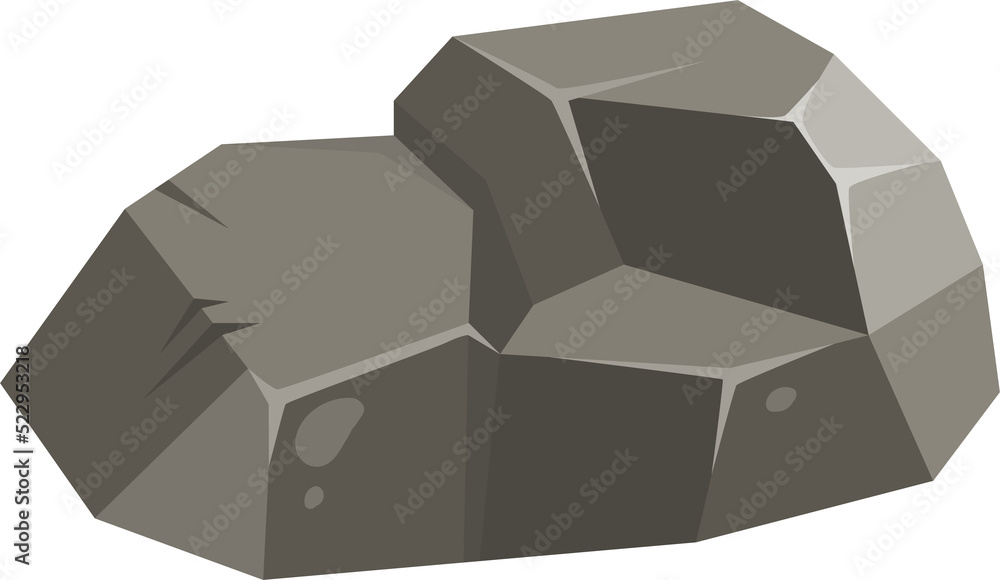 Cartoon stone, rock, cobble, boulder, rubble piece Cartoon stone, rock, cobble, boulder, rubble piece