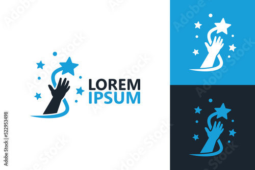 Hand reach star logo template design vector