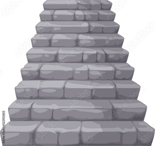 Staircase or stairway of grey stone, rock stairs