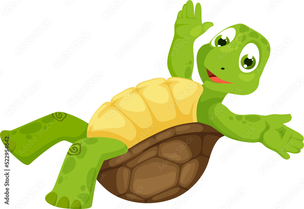 Obraz premium Smiling turtle cute little tortoise animal on back