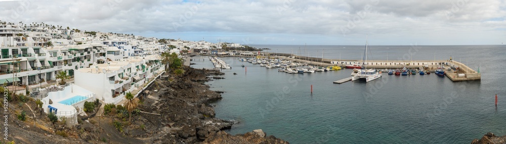 Panoramic view of Puerto del Carmen in Lanzarote