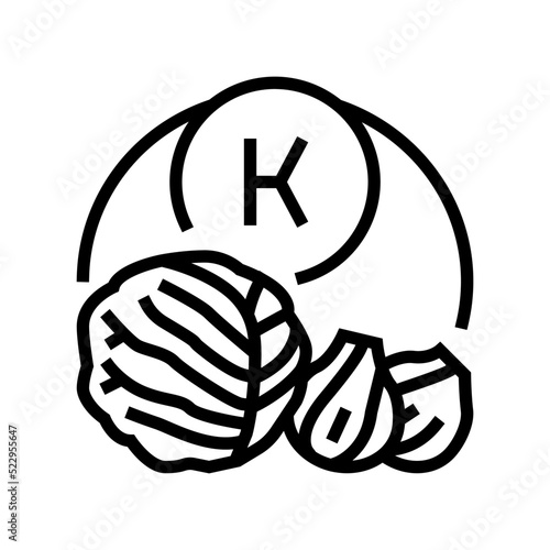 k vitamin in vegetable line icon vector. k vitamin in vegetable sign. isolated contour symbol black illustration
