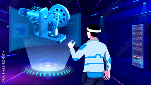Visualizing and Experiencing 3D model of a Stirling Engine in Mixed Reality-Vector Illustration