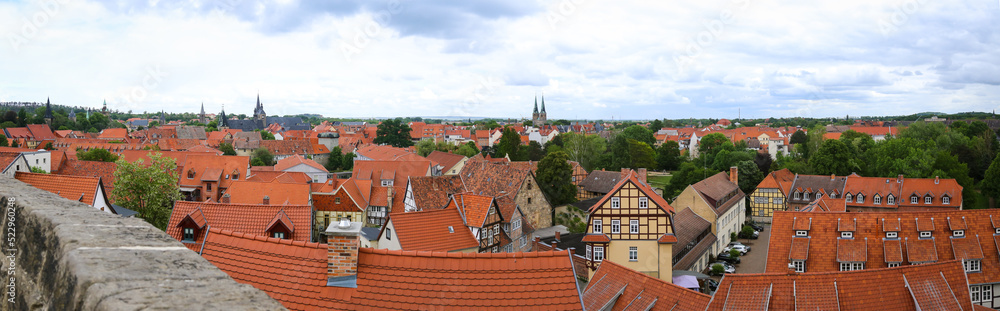 Panoramic view of Quedlinburg, Germany from the castle