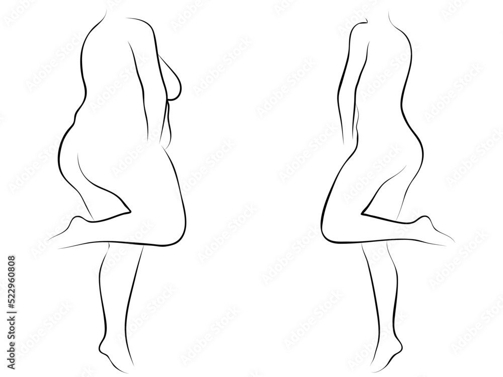 Vector conceptual fat overweight obese female vs slim fit healthy body after weight loss or diet with muscles thin young woman isolated. Fitness, nutrition or fatness obesity, health silhouette shape Vector conceptual fat overweight obese female vs slim fit healthy body after weight loss or diet with muscles thin young woman isolated. Fitness, nutrition or fatness obesity, health silhouette shape