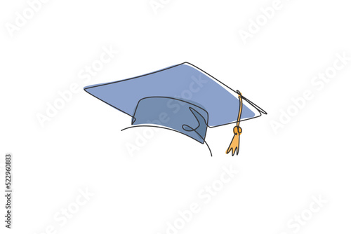 Graduation hat. Continuous one line drawing of graduate cap minimalist vector illustration design on white background. Simple line modern graphic style. Hand drawn graphic concept for education