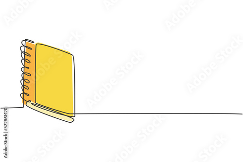 Single continuous line drawing of closed notepad book. Back to school minimalist style. Education concept. Modern one line draw graphic design vector illustration