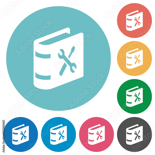 User guide with wrench and screwdriver flat round icons