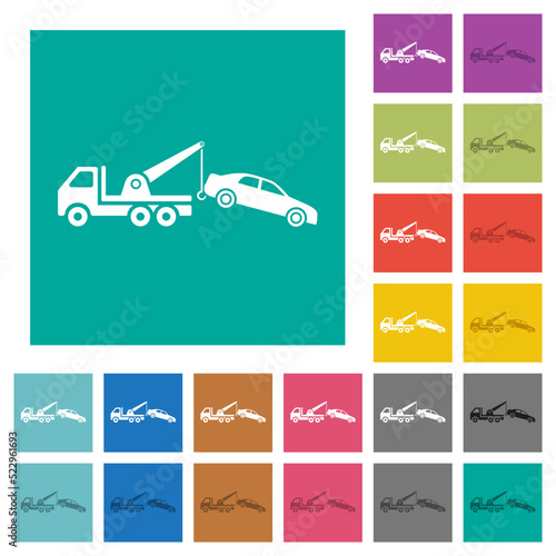Fototapeta Naklejka Na Ścianę i Meble -  Car towing square flat multi colored icons