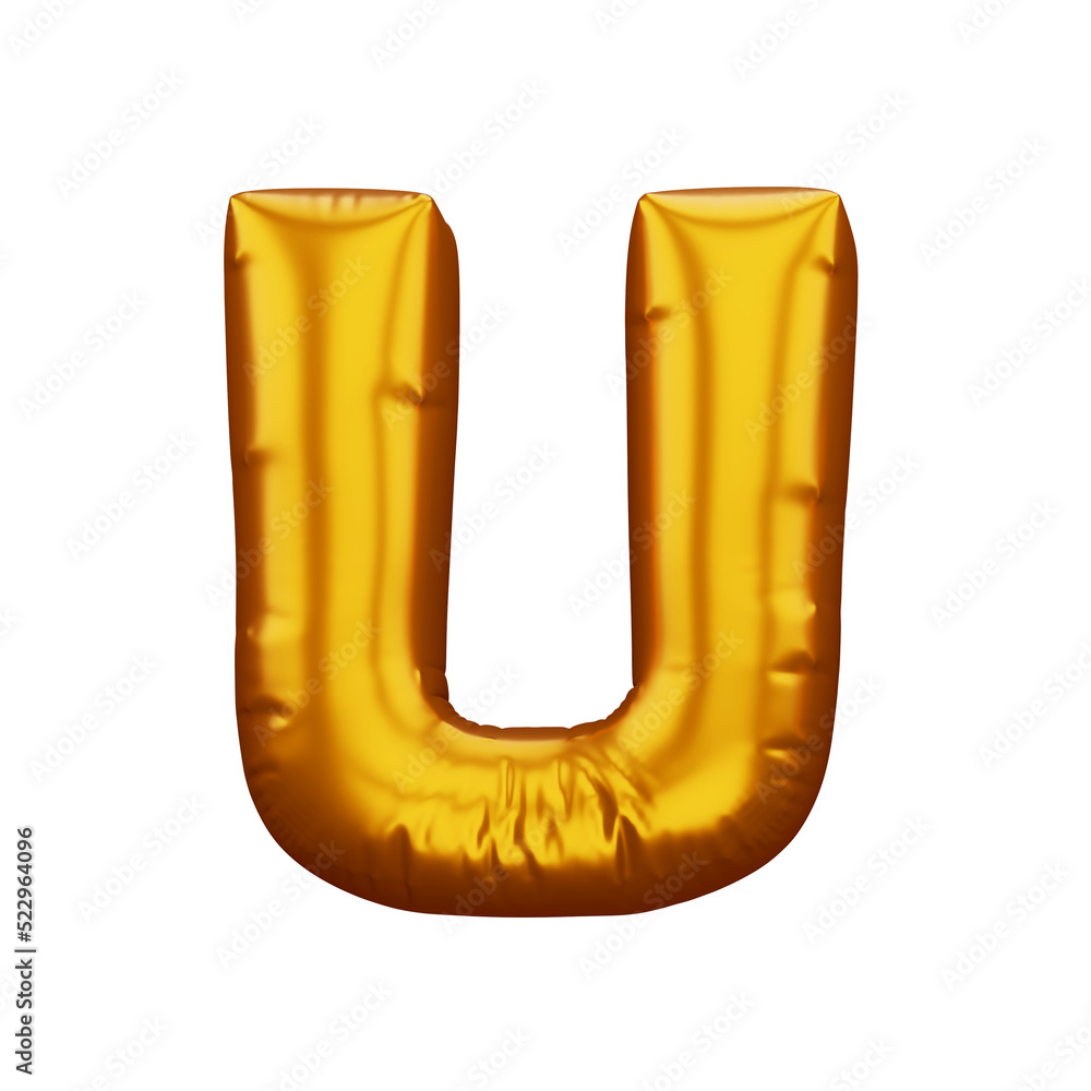 Gold alphabet balloon, metallic text float, 3d rendering Gold alphabet balloon, metallic text float, 3d rendering