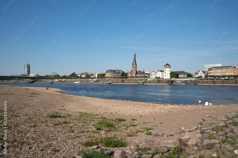 Naklejka premium Drought in Germany, low water on Rhine river