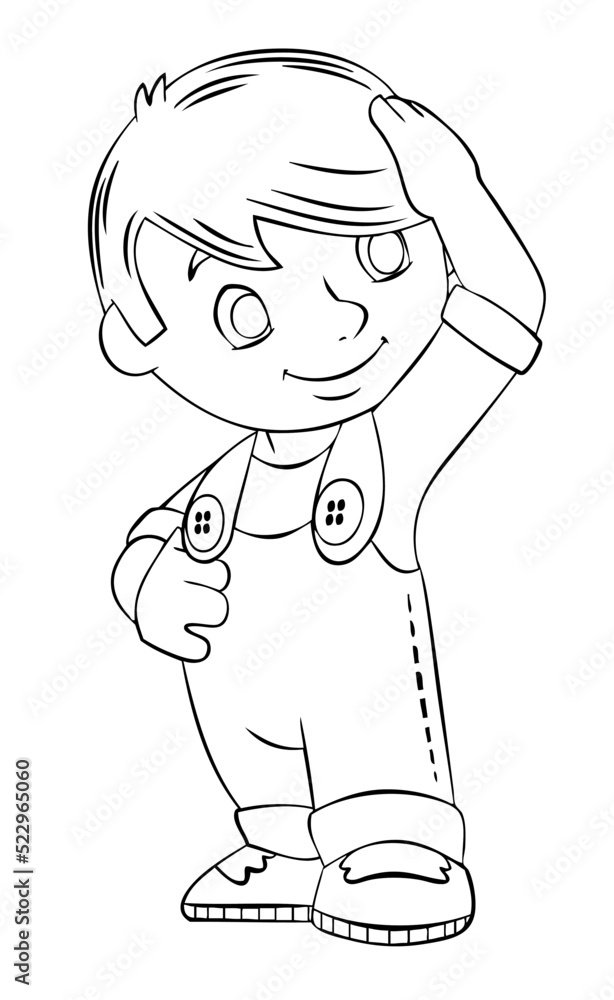 Cartoon boy for coloring page. Stock Vector | Adobe Stock