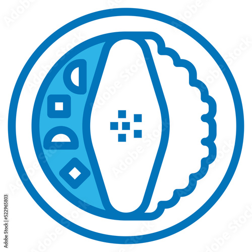 Curry omelette rice food japan japaneses - blue icon