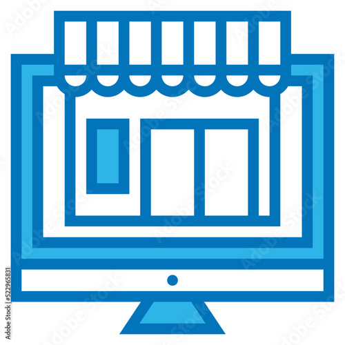 Ecommerce online shop business mart - blue icon