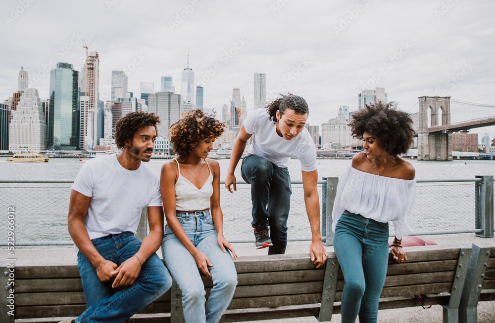 Fototapeta premium Group of friends spending time togeher in New york city