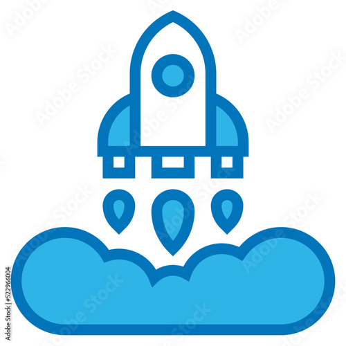 Launch startup deployment software development - blue icon