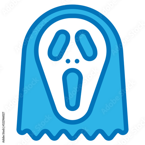 Mask ghost scream hallow halloween - blue icon