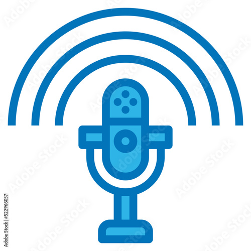 Podcast microphone news speech multimedia - blue icon