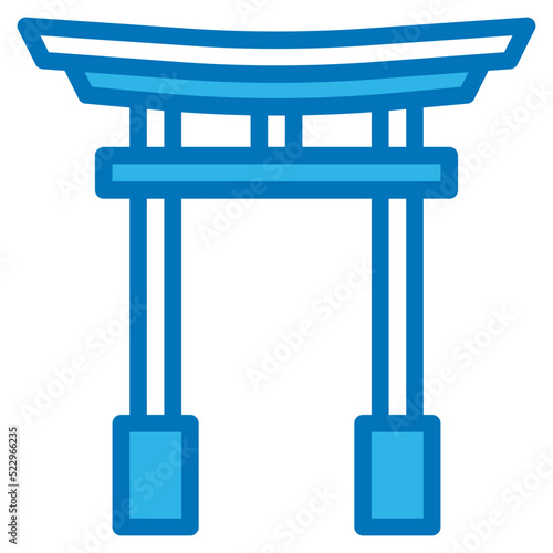 Torii gate temple japan japaneses - blue icon