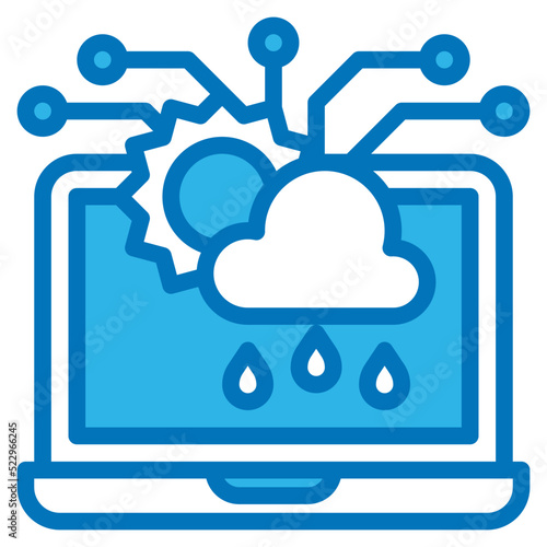 Weather forecasting ai artificial intelligence - blue icon