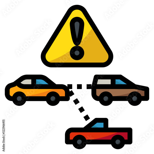 Collision avoidance warning ai artificial intelligence - filled outline icon