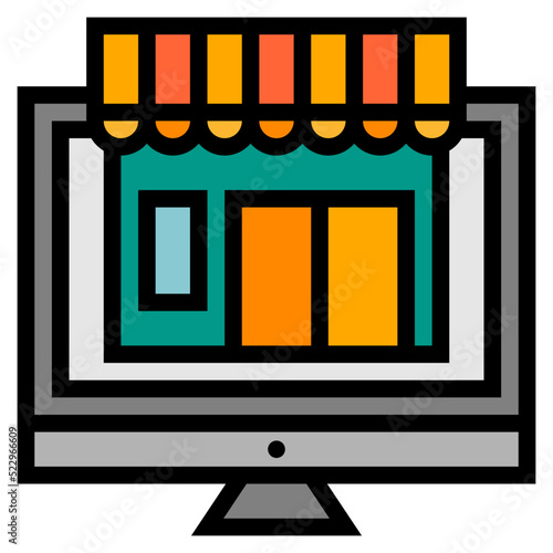 Ecommerce online shop business mart - filled outline icon