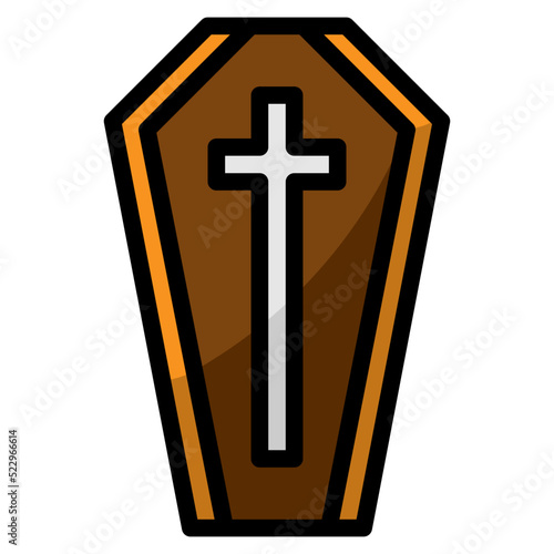 Coffin corpse vampire tomb halloween - filled outline icon