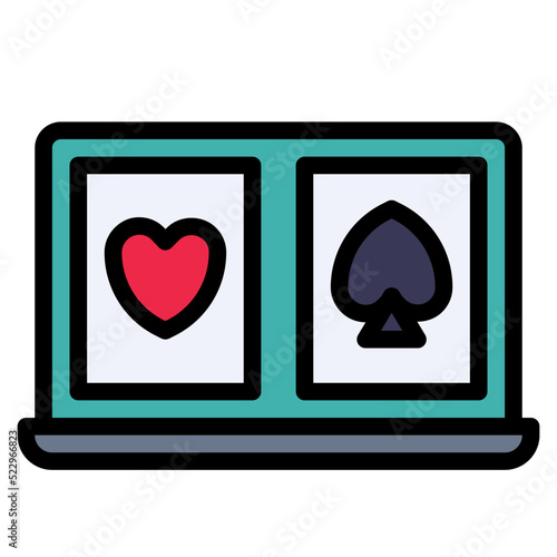 Online cards casino gambling poker - filled outline icon