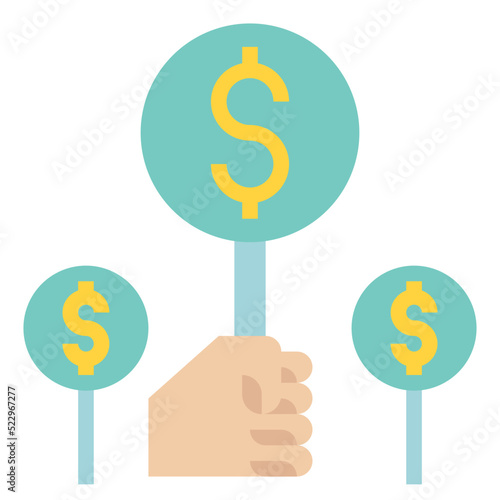 Auction winner vote money deal trade - flat icon