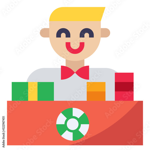 Chips exchange croupier stall money - flat icon