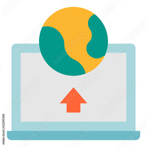 Deployment upload worldwide software development - flat icon