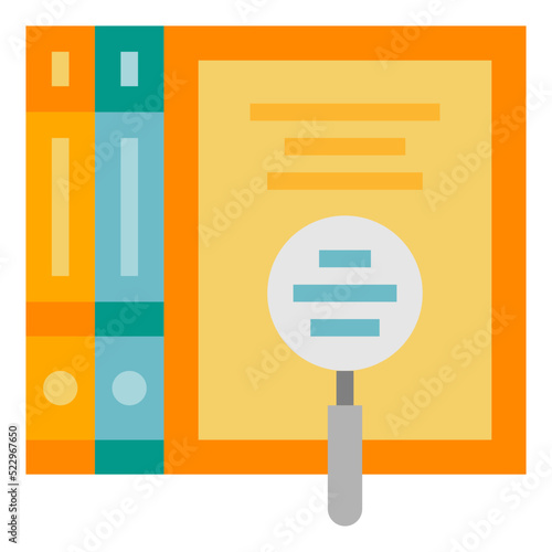Encyclopedia books search scan multimedia - flat icon