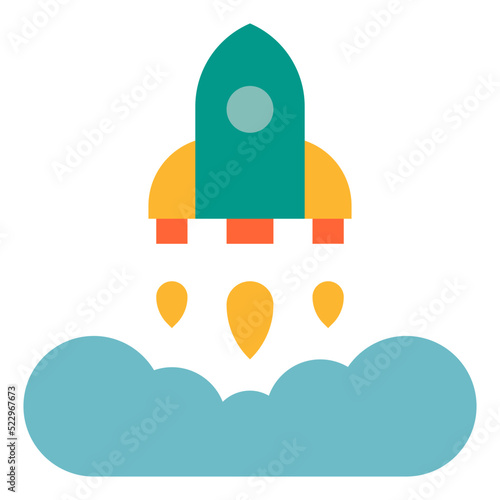 Launch startup deployment software development - flat icon